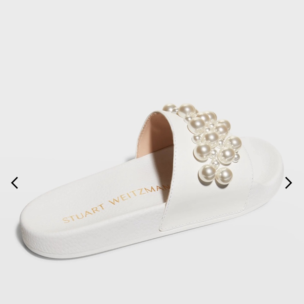 Stuart Weitzman | Goldie Pearly Stud Pool Sandals | Like New!